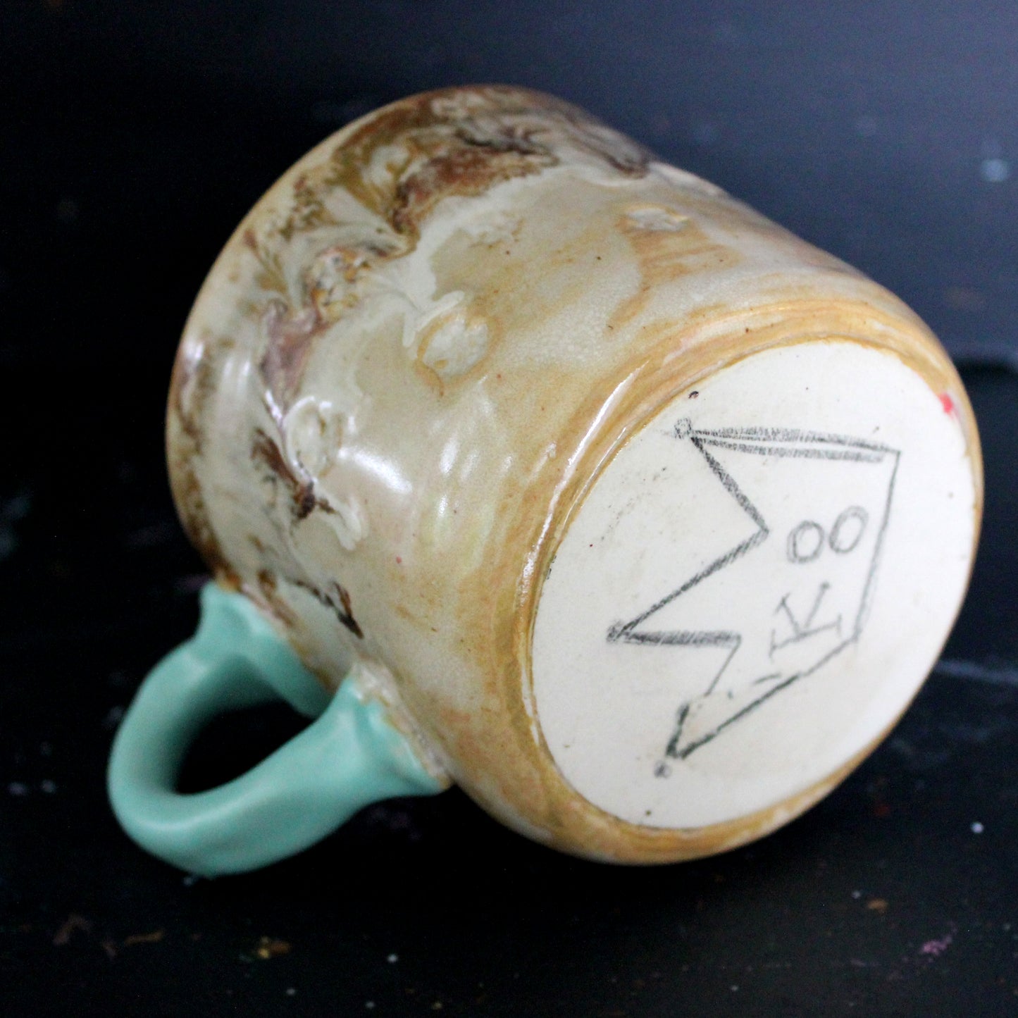 Caramel Drip Mug with Seafoam Handle