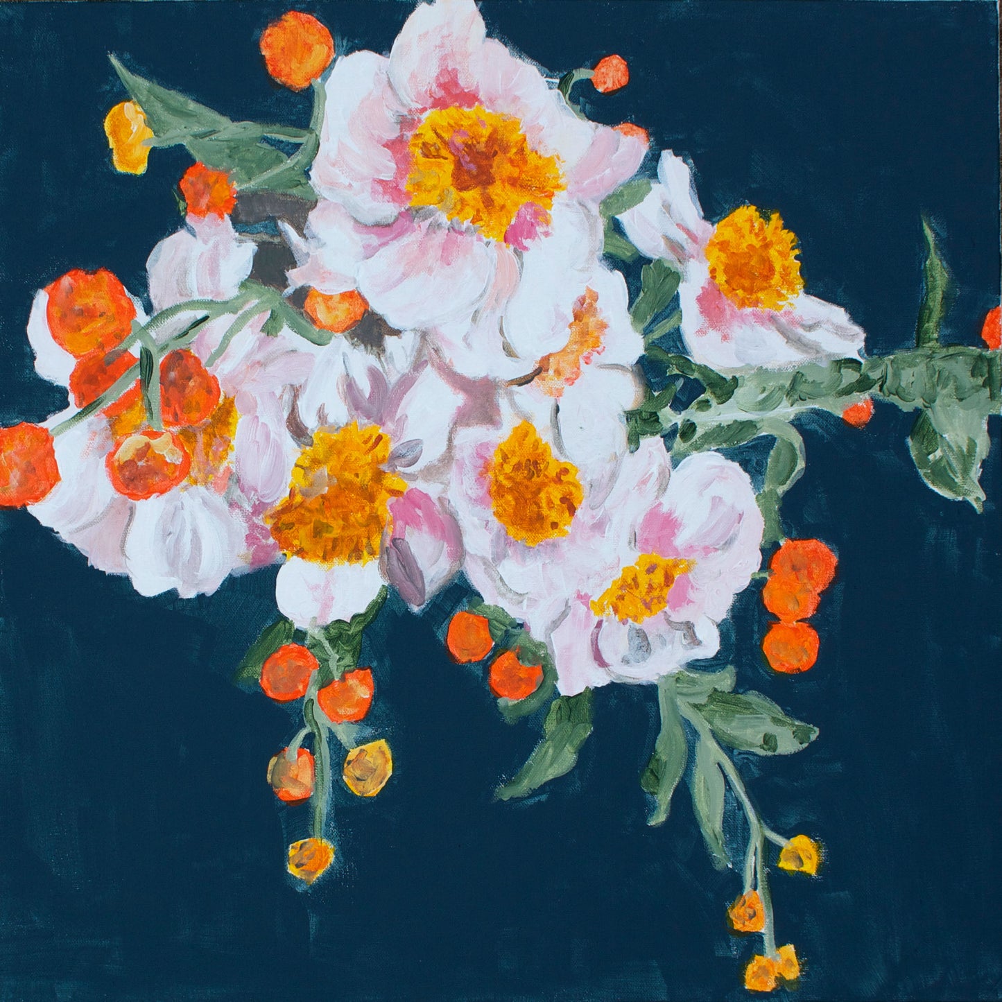 Peonies in Contrast Print